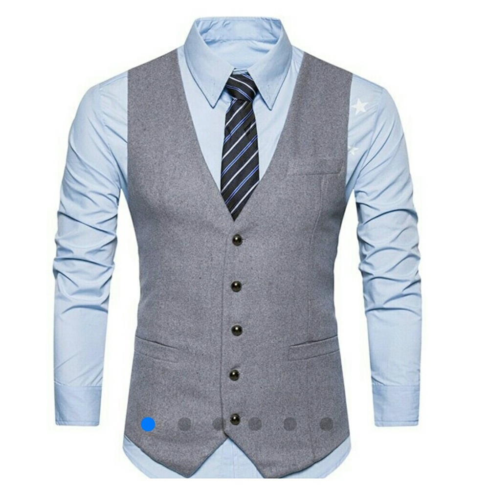V Neck Button Up Belt Design Waistcoat